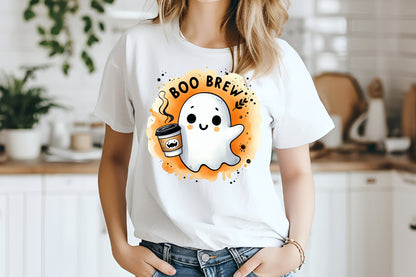 Boo Brew Ghost Halloween Coffee PNG Cute Spooky Sublimation
