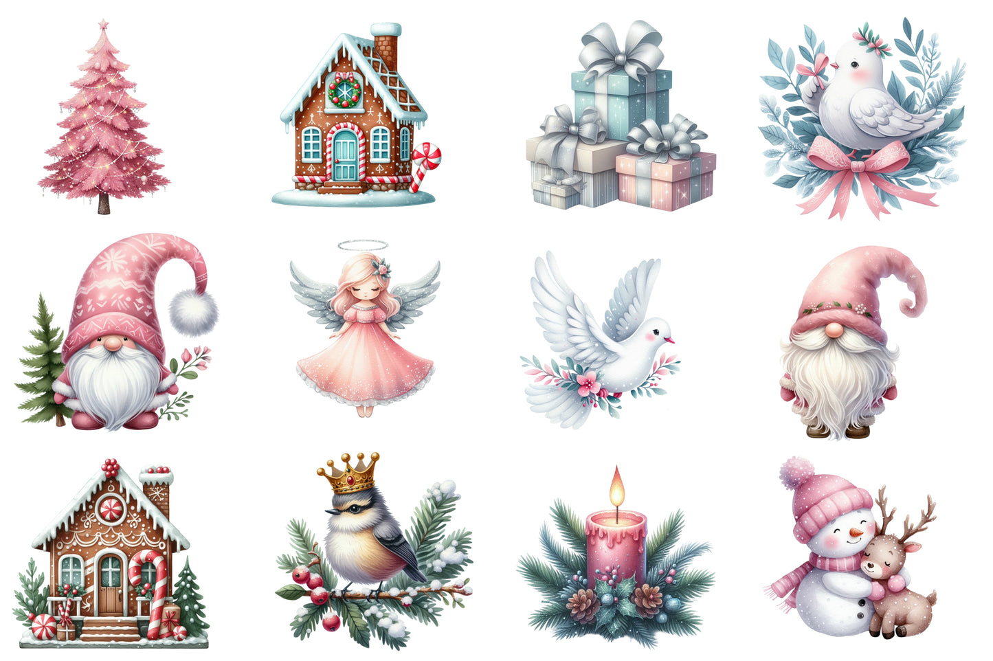 Christmas Clipart Bundle PNG | Watercolor Holiday Clipart Collection | Christmas Sublimation PNG Bundle