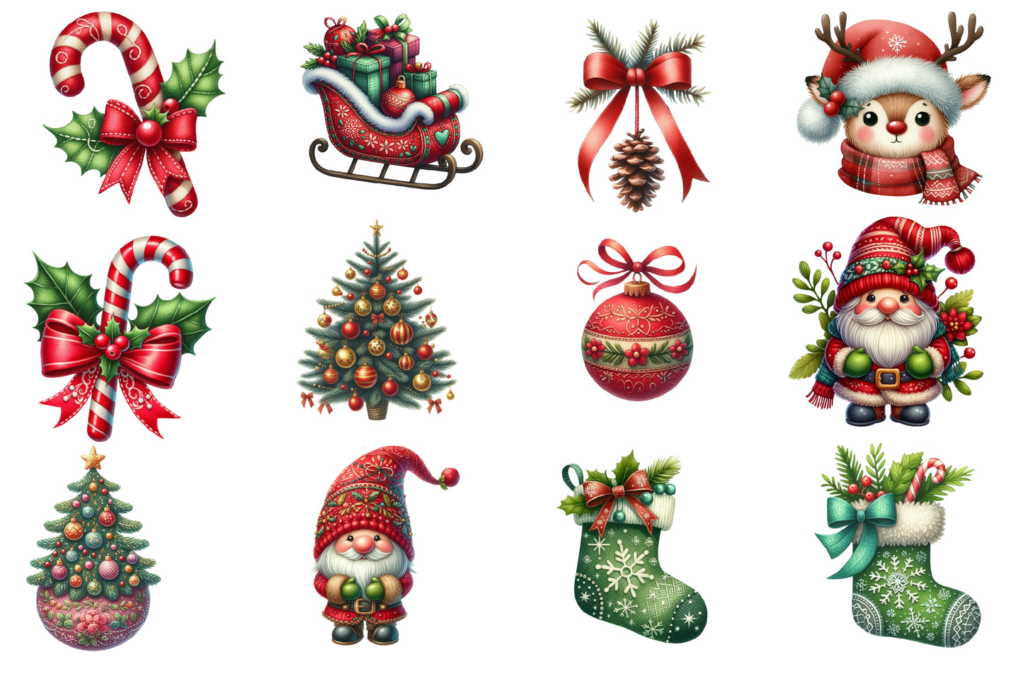 Christmas Sublimation Clipart PNG Bundle | Cute Watercolor Christmas Sublimation Designs | Holiday PNG Clipart