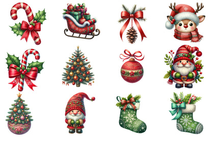 Christmas Sublimation Clipart PNG Bundle | Cute Watercolor Christmas Sublimation Designs | Holiday PNG Clipart