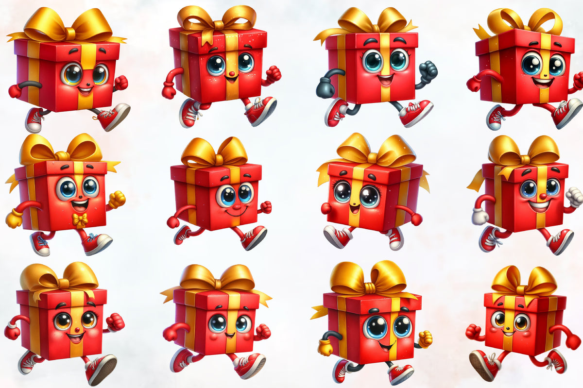 28 Christmas Gift Box PNG Clipart Bundle Watercolor Cute Holiday Present