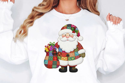 Patchwork Santa Christmas Sublimation PNG