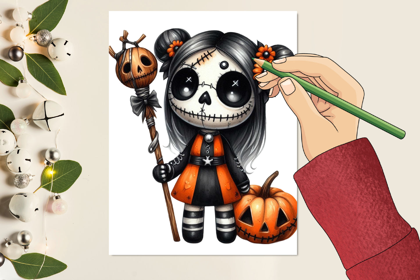 17 Halloween Voodoo Doll PNG Bundle Creepy Stitched Skull Doll Clipart