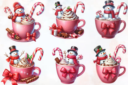 Christmas Snowman Coffee PNG Bundle | 22 Watercolor Christmas PNG Designs