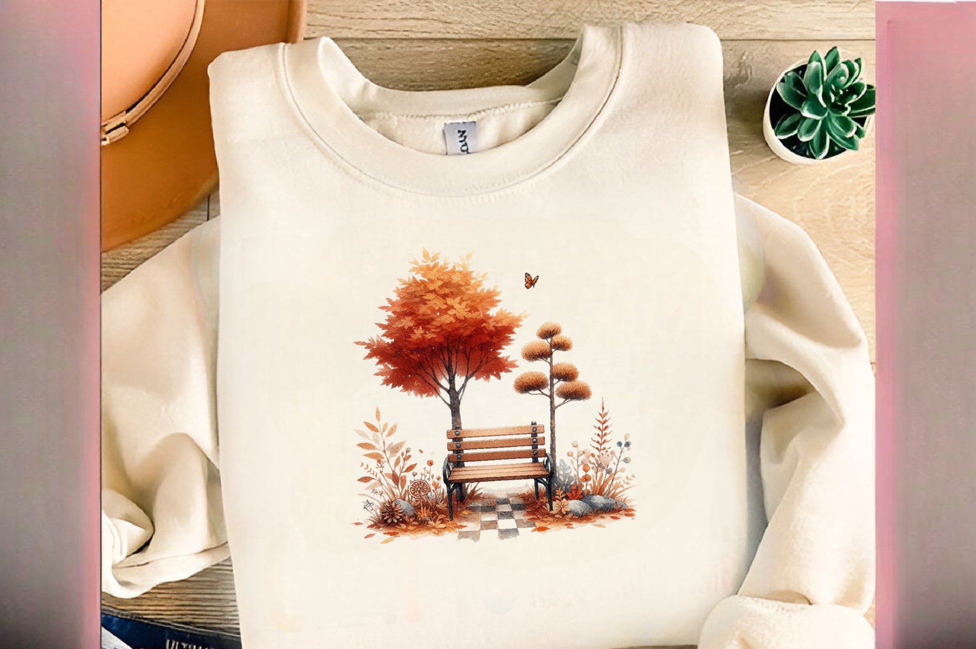 21 Watercolor Autumn Bench PNG Fall Park Bench Clipart