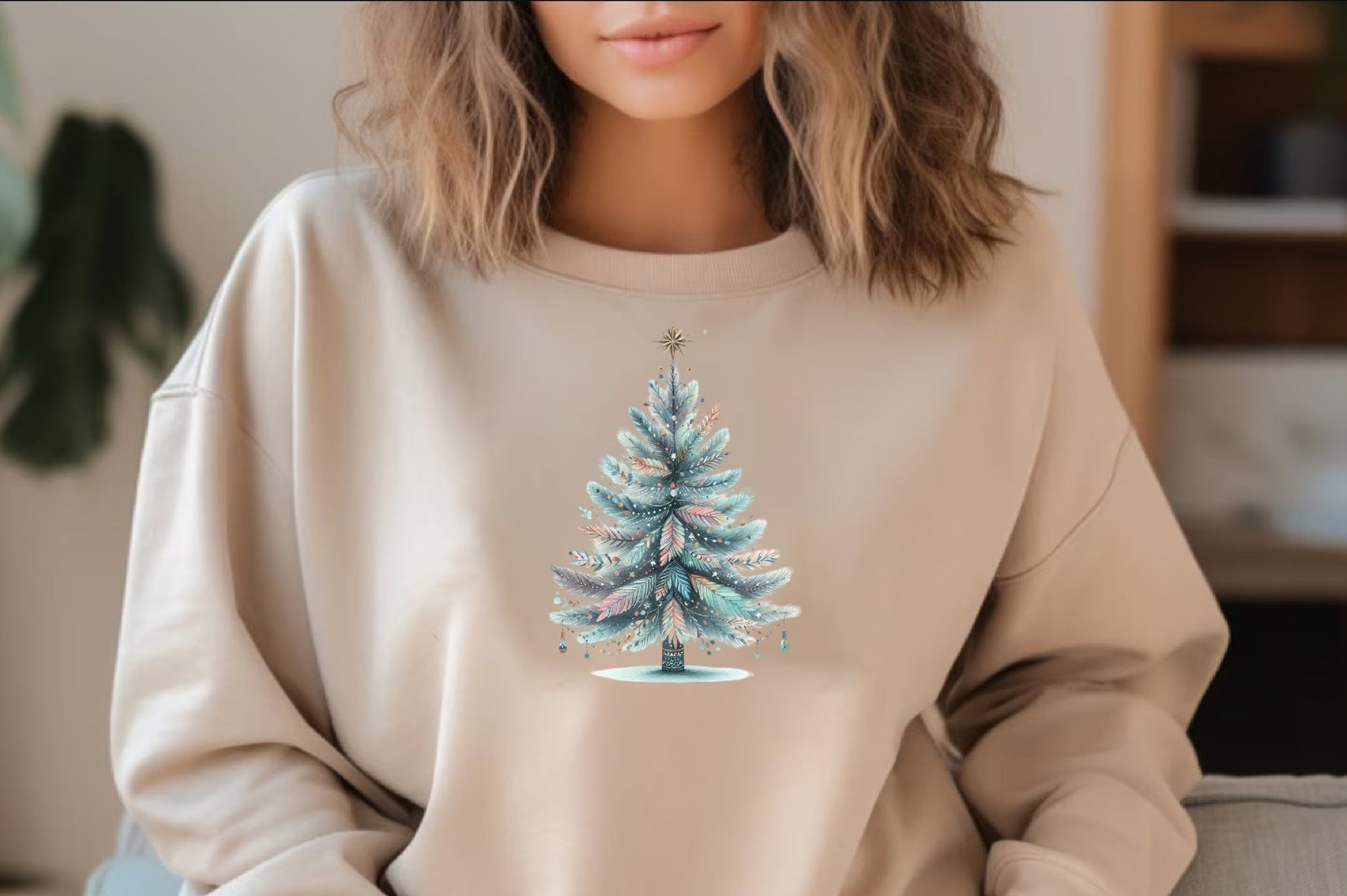 19 Watercolor Boho Christmas Tree PNG Holiday Tree Clipart