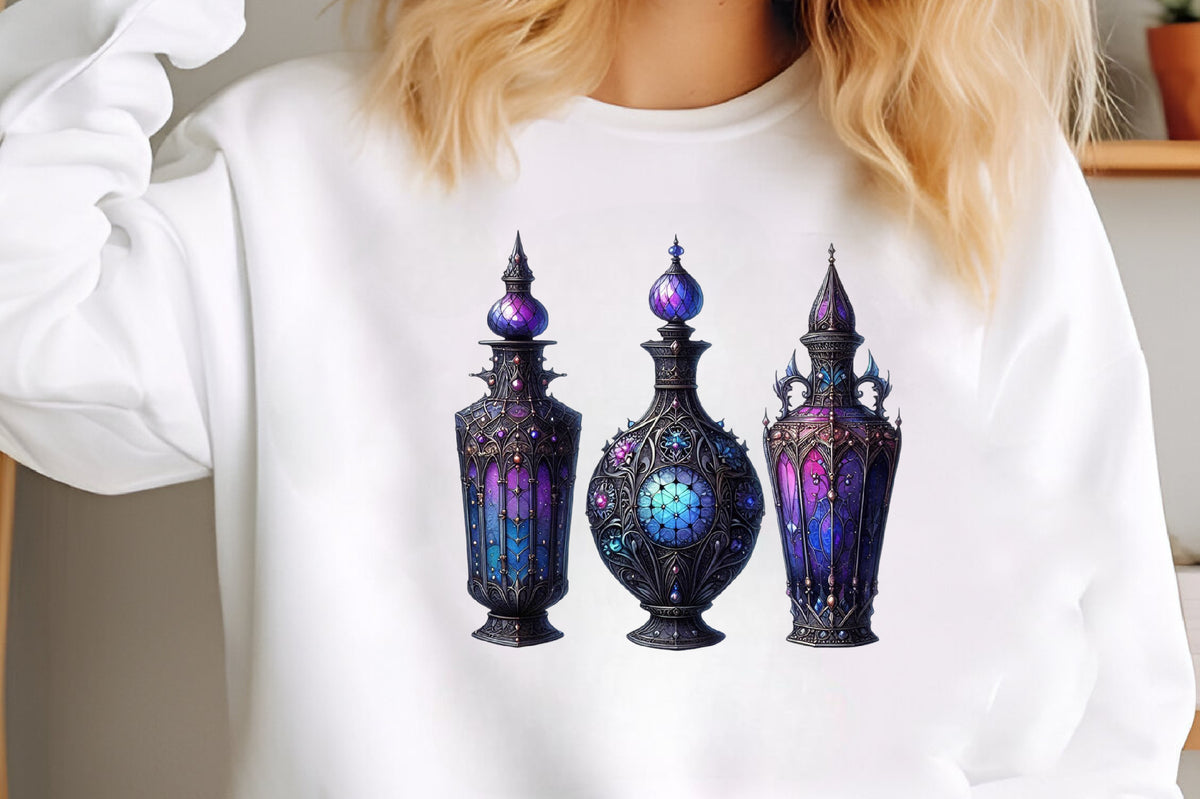 Halloween Gothic Potion Bottles PNG Bundle 24 Mystical Witchy Bottles
