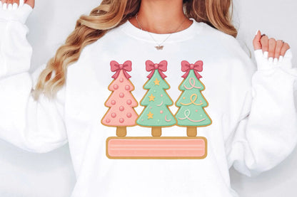 Cute Christmas Tree PNG Pink Green Pastel Holiday Sublimation