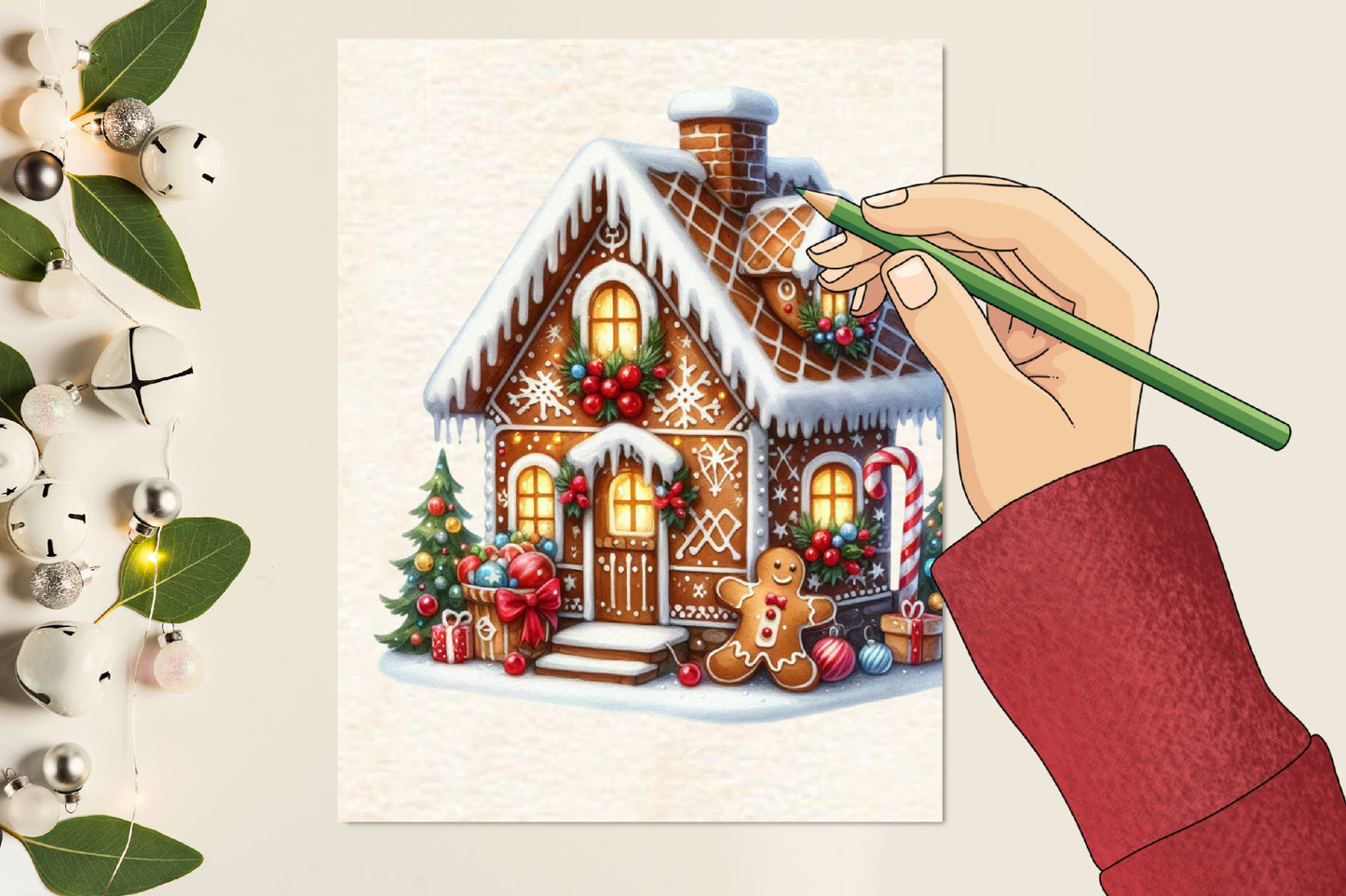 Christmas Gingerbread House PNG Bundle | Watercolor Gingerbread Houses, Holiday Cottage Clipart & Christmas Village