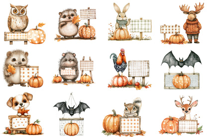Autumn Fall Sublimation Clipart PNG Bundle | Watercolor Cozy Harvest Clipart | Rustic Fall Season PNG