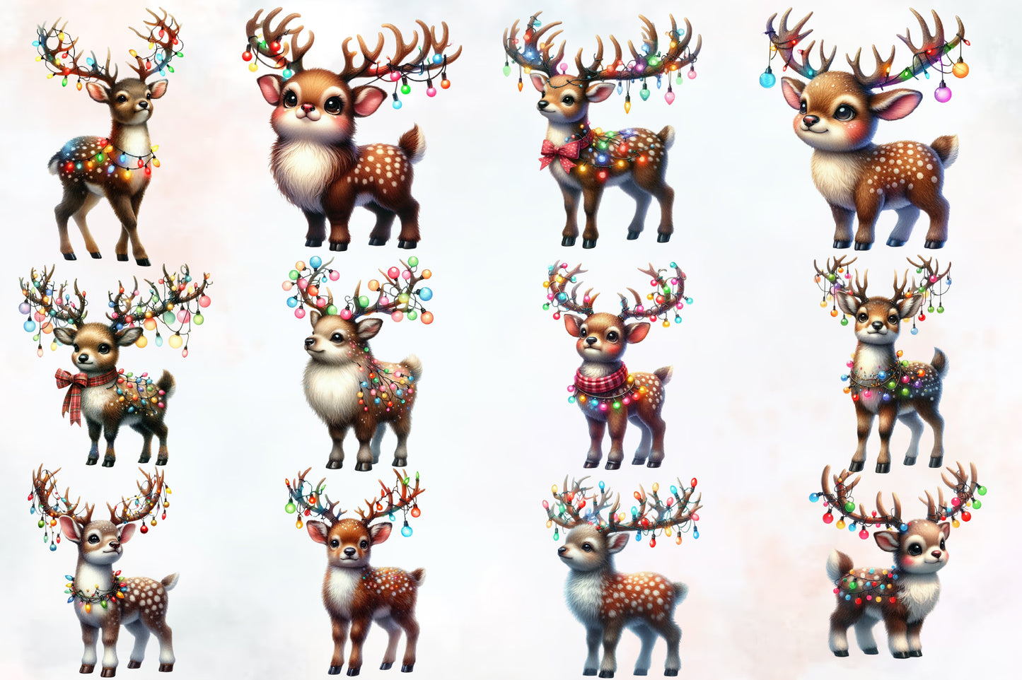 Watercolor Christmas Deer PNG Bundle 31 Festive Reindeer Clipart