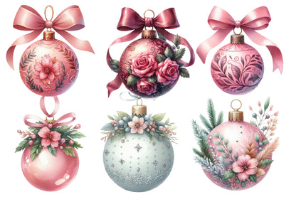 Christmas Ornaments Clipart PNG Bundle | Watercolor Festive Christmas Ornament Clipart | Holiday Ornament Sublimation PNG