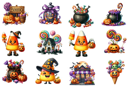 Halloween Candy Clipart PNG Bundle | Cute Halloween Candy PNG, Trick or Treat Clipart