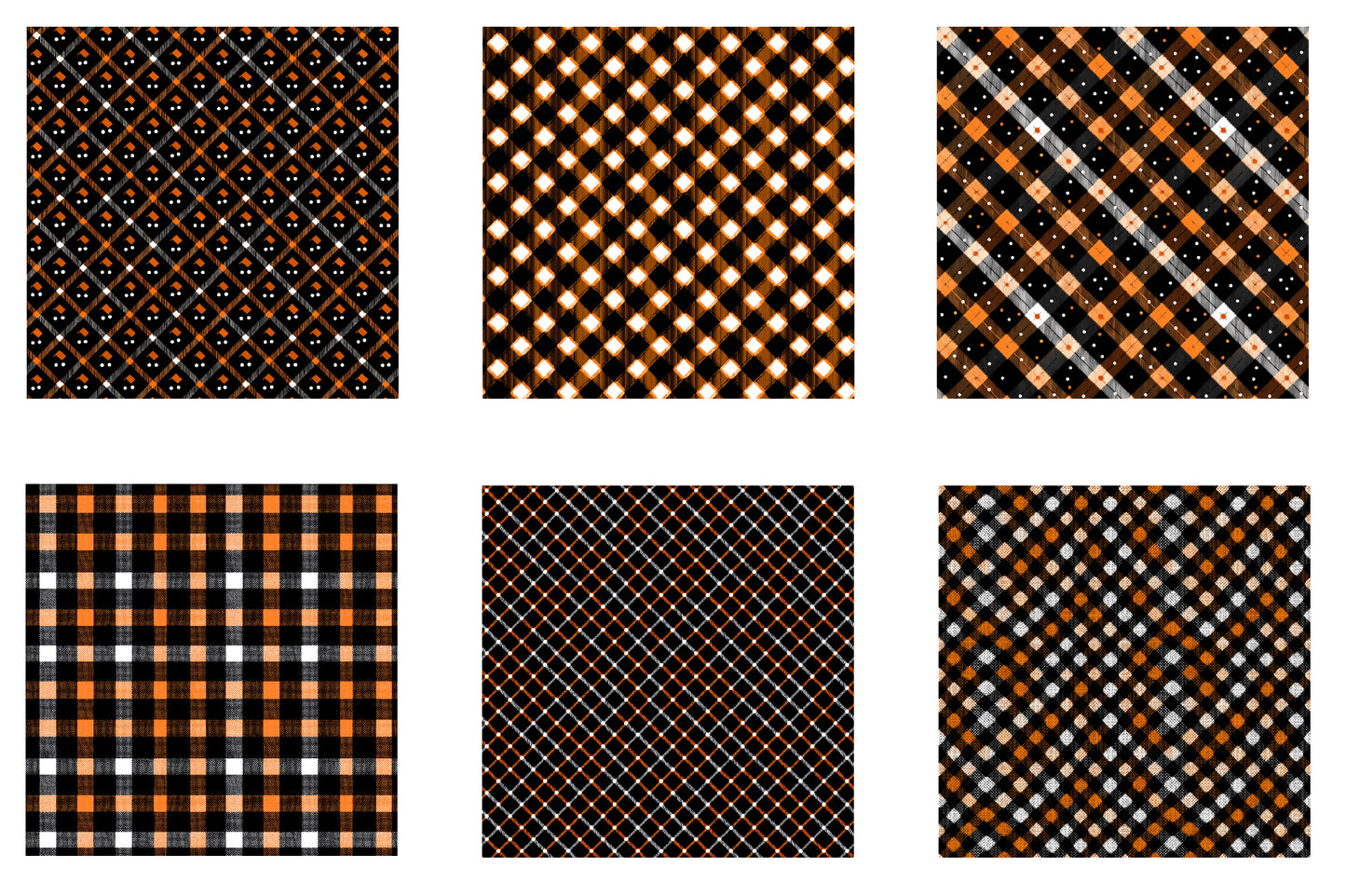 Halloween Digital Paper PNG | Black Orange Plaid Pattern, Halloween Scrapbook Paper