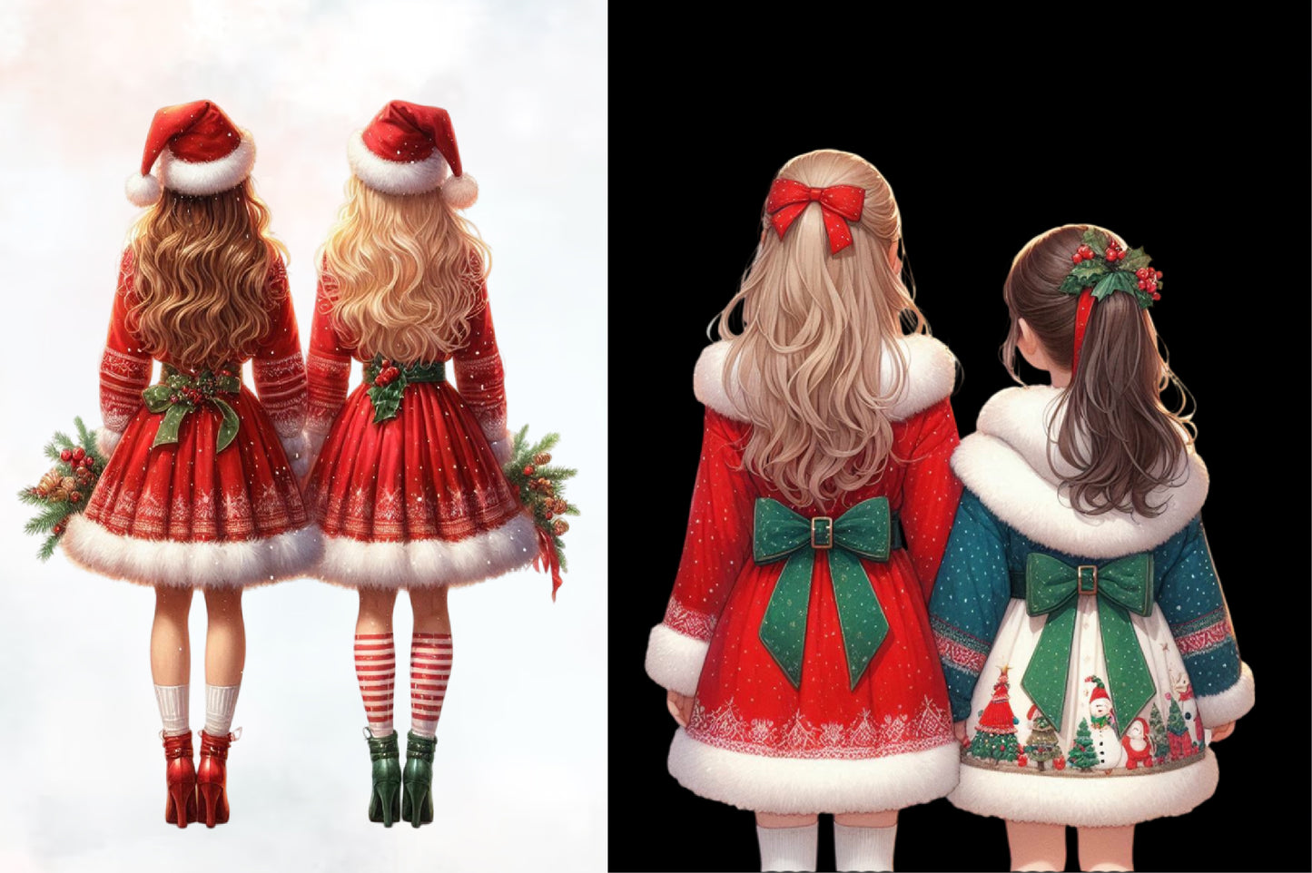 Best Friends Christmas PNG Bundle | Watercolor Christmas Friends Clipart, Holiday Couple & Matching Christmas PNG