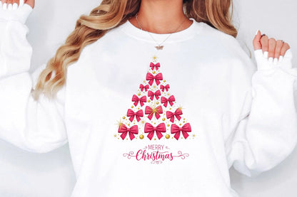 Pink Bow Christmas Tree Merry Christmas PNG