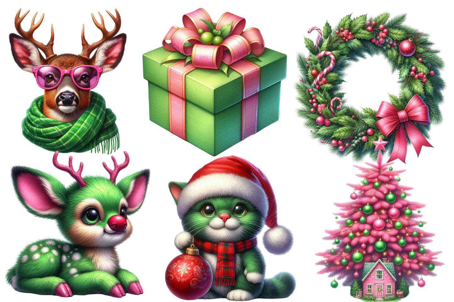 Coquette Christmas Planner Clipart PNG Bundle | Floral Ornaments, Perfume, Gifts, Candles & Self Care Designs