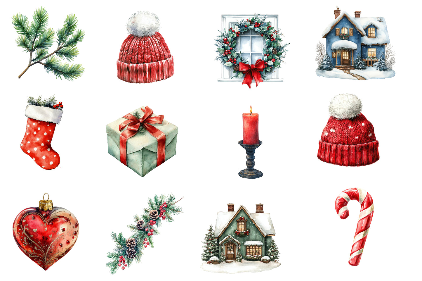 Christmas Clipart PNG Bundle | Winter Christmas Village & Holiday Decor | Christmas Sublimation