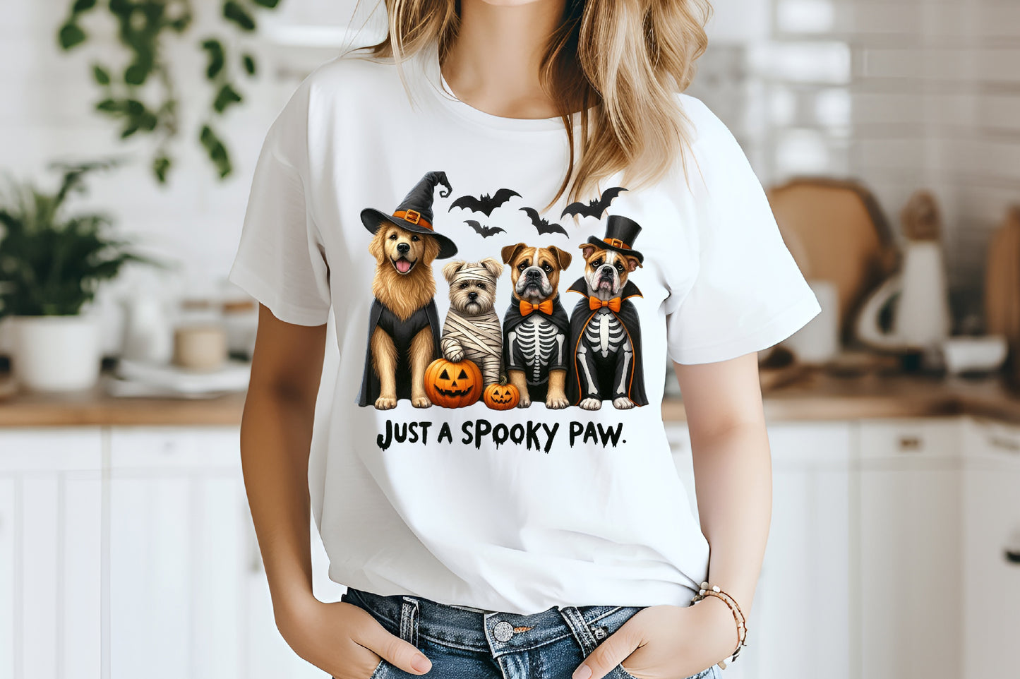 Just a Spooky Paw Halloween Dogs PNG Sublimation