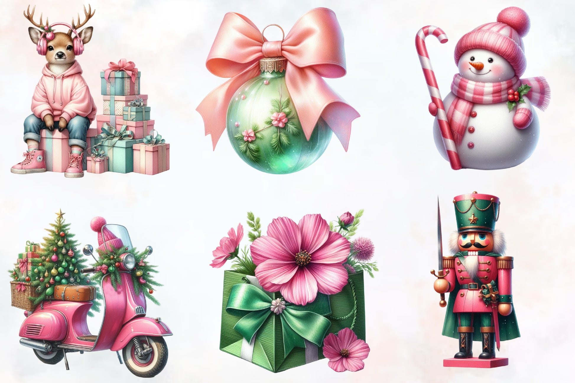Watercolor Christmas Clipart PNG Bundle 21 Cute Holiday Designs