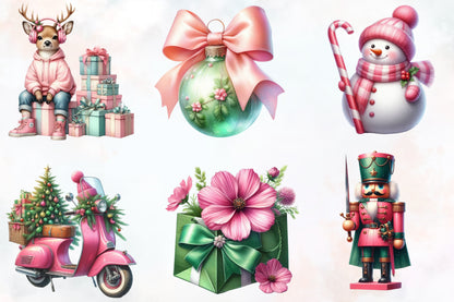 Watercolor Christmas Clipart PNG Bundle 21 Cute Holiday Designs