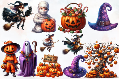 Halloween Happy Collection PNG Bundle Cute Spooky Halloween Clipart