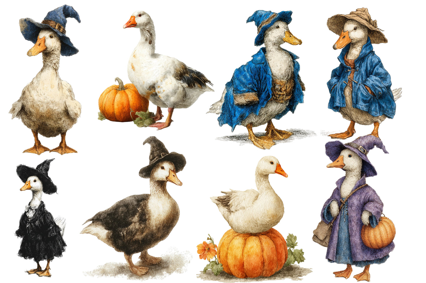 Goose Halloween Clipart PNG Bundle | Halloween Goose PNG, Witch Goose Clipart, Funny Goose Sublimation