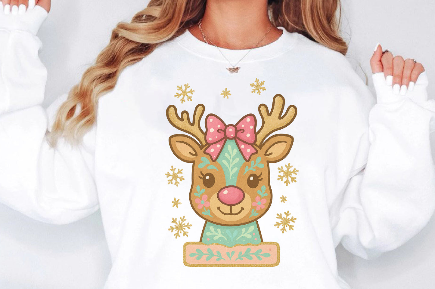 Cute Pastel Christmas Reindeer PNG Sublimation Design