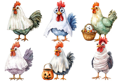 Halloween Rooster Ghost Clipart PNG | Ghost Chicken & Rooster Halloween Clipart, Spooky Farm Animal PNG