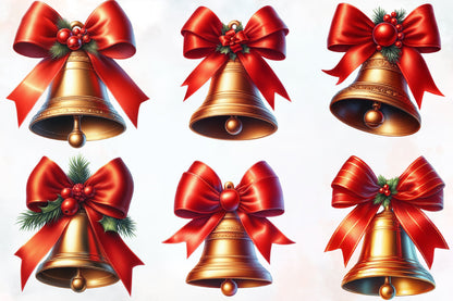 Watercolor Christmas Bells PNG Bundle 20 Festive Holiday Bell Clipart