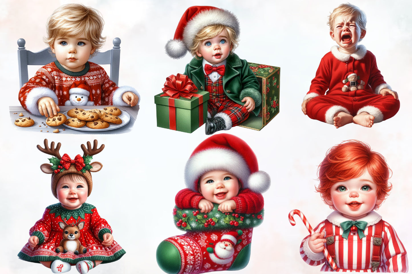 Cute Christmas Baby PNG Bundle 17 Watercolor Baby Christmas Clipart