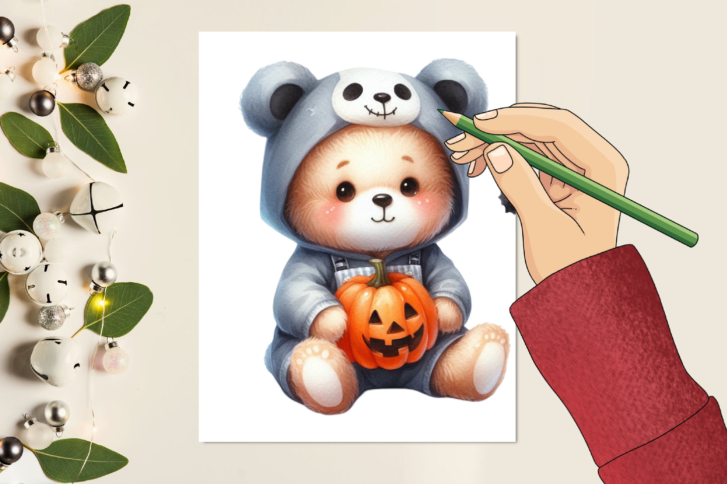 25 Watercolor Halloween Teddy Bear PNG Bundle Cute Bear Clipart