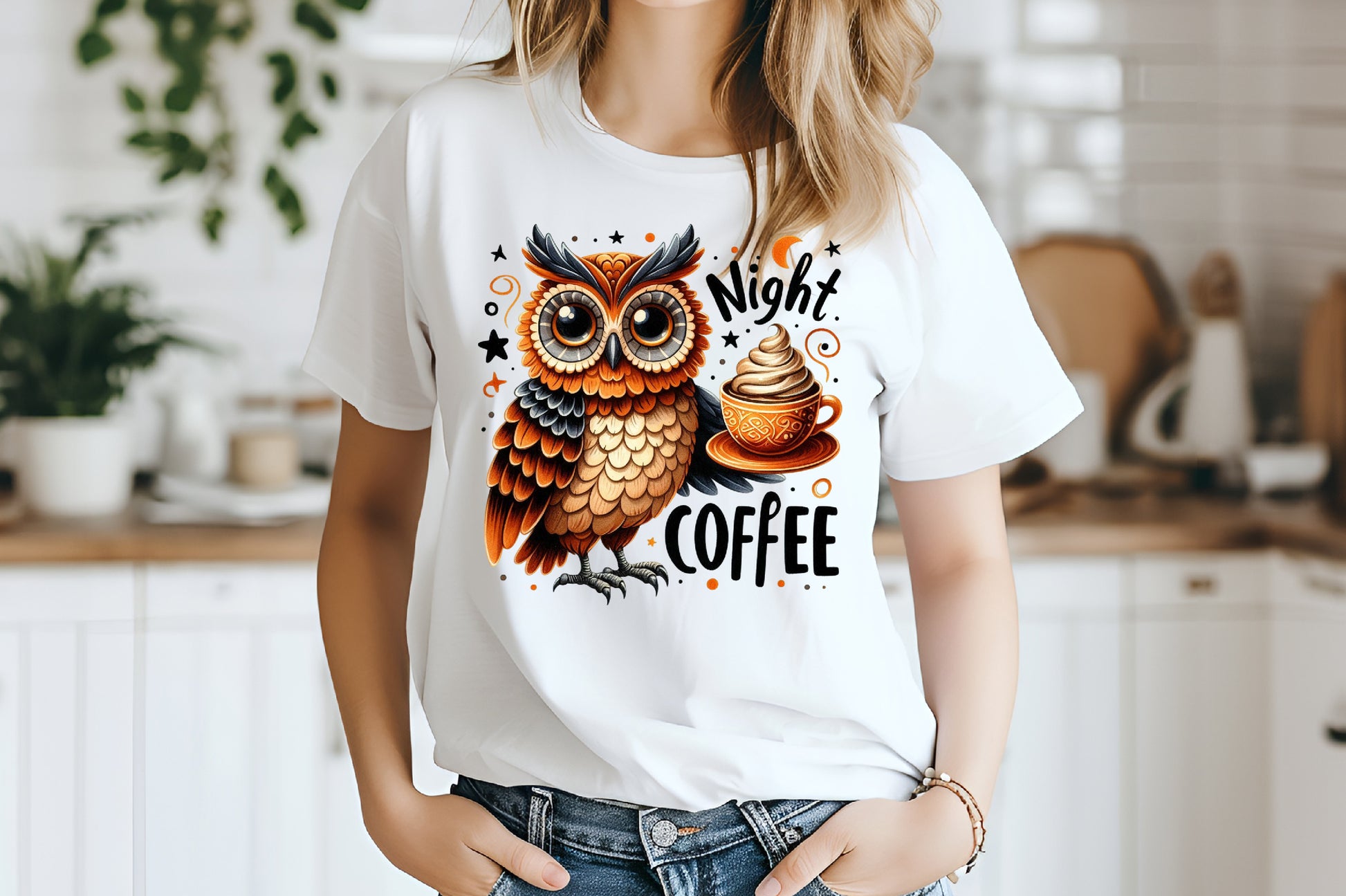 Cute Owl Coffee PNG Night Coffee Lover Autumn Sublimation Design
