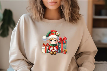 Christmas Cute Elves PNG Bundle | Watercolor Christmas Elf Clipart, Cute Santa Elves & Festive Holiday Sublimation