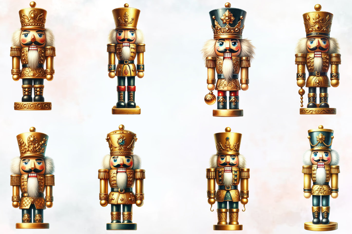 23 Christmas Golden Nutcracker PNG Watercolor Clipart Bundle Holiday