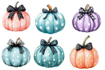 Coquette Pumpkin PNG Bundle | Black Bow & Polka Dot Pumpkin Clipart