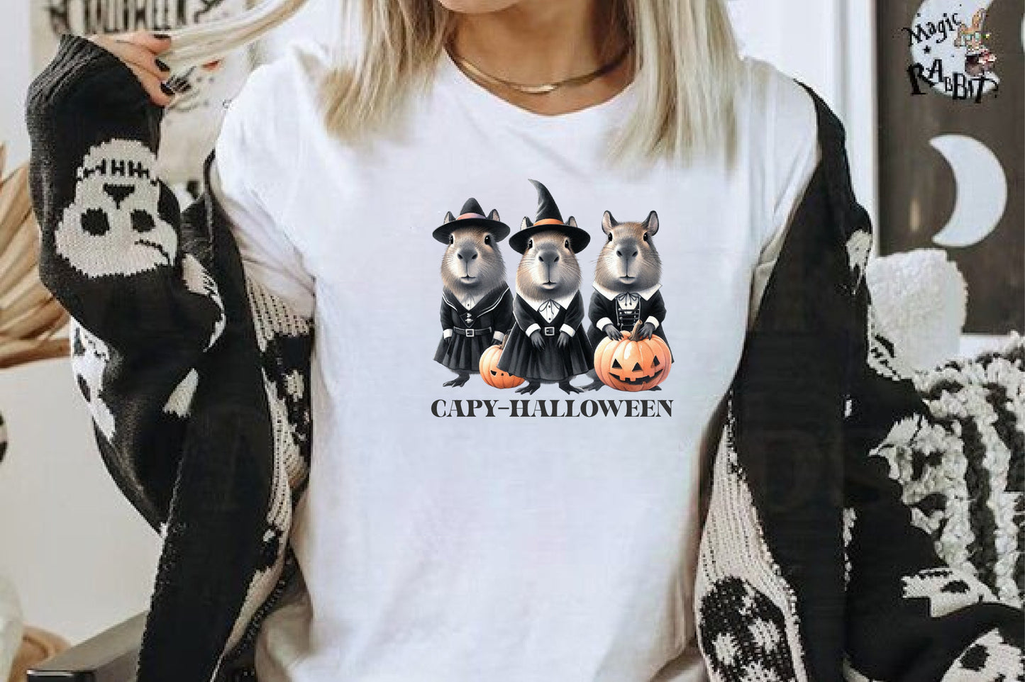 Capy Halloween PNG | Cute Capybara Witch Halloween Pumpkin Sublimation