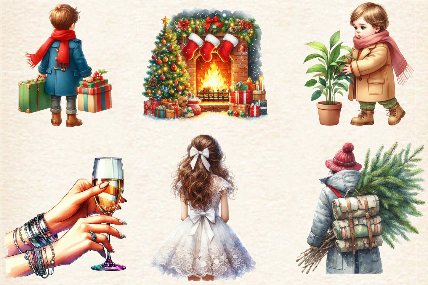Christmas Winter Sublimation PNG Bundle 28 Watercolor Winter Clipart