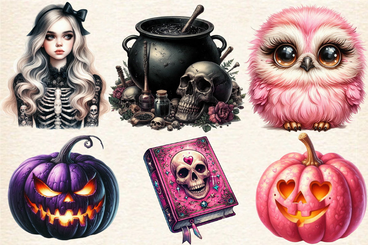 Halloween Glitter Sublimation PNG Bundle Spooky Gothic Halloween Designs