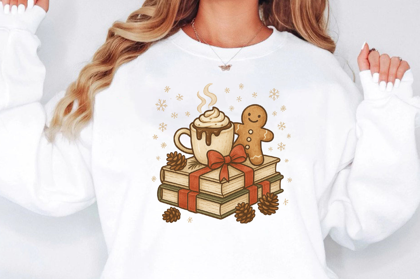 Cozy Christmas Gingerbread Hot Cocoa Books PNG