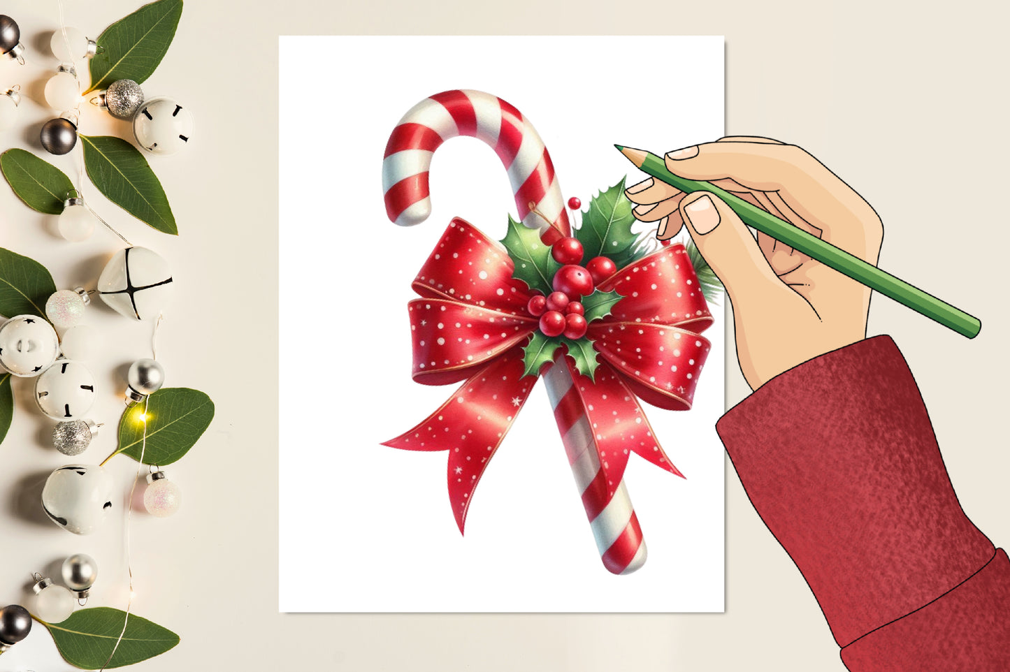 21 Christmas Candy Cane Bow PNG Bundle Red White Holiday Bow Clipart