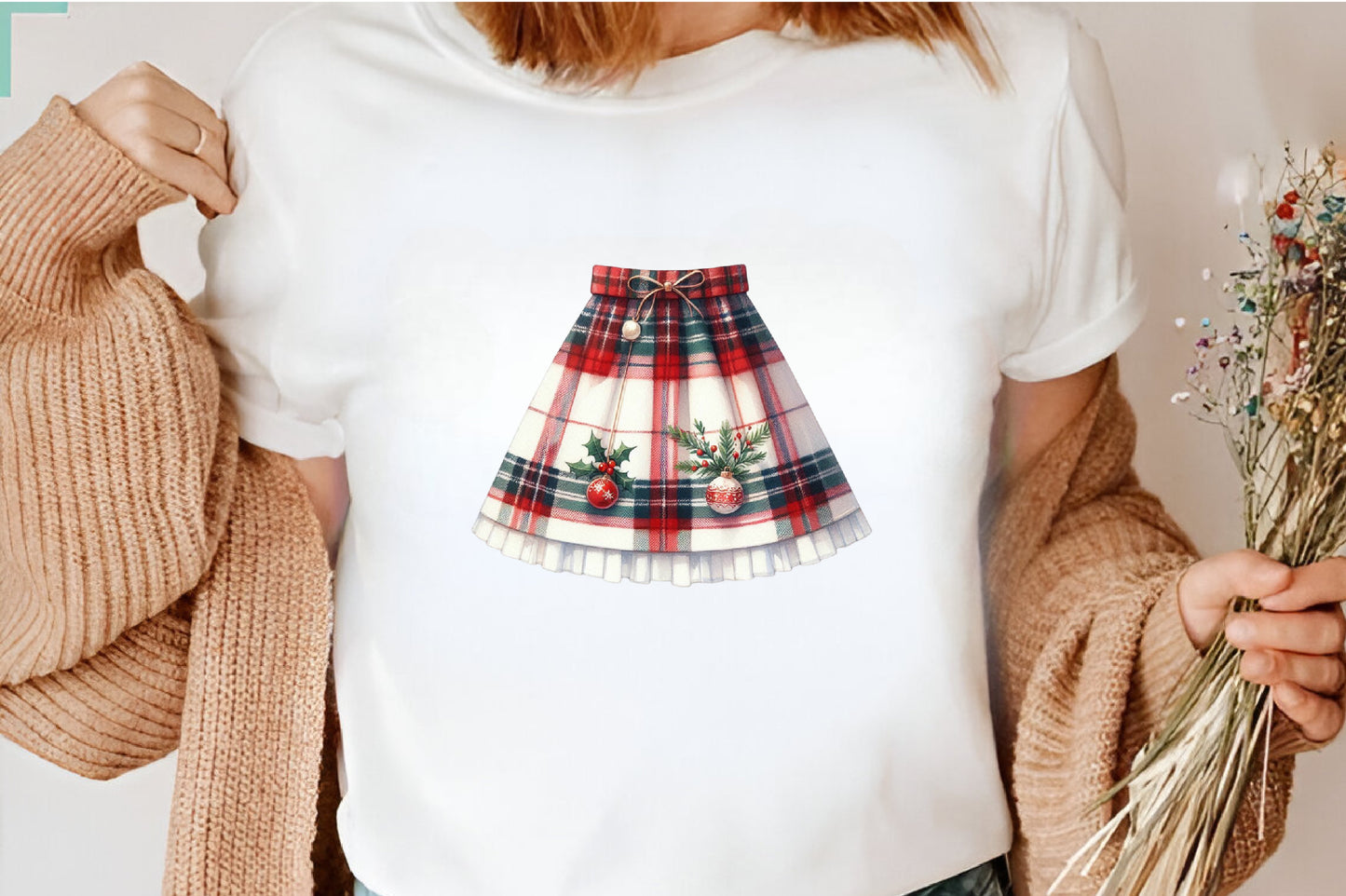 29 Watercolor Christmas Plaid Skirt PNG Bundle Tartan Holiday