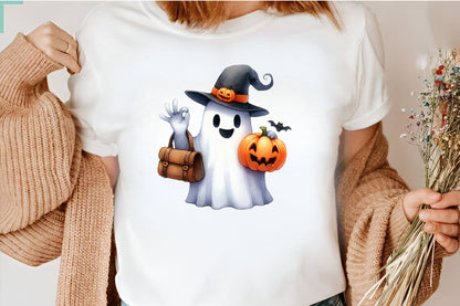 15 Halloween Ghost Watercolor PNG Bundle Cute Witch Pumpkin Spooky Clipart