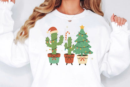 Cute Christmas Cactus PNG Holiday Christmas Tree Sublimation
