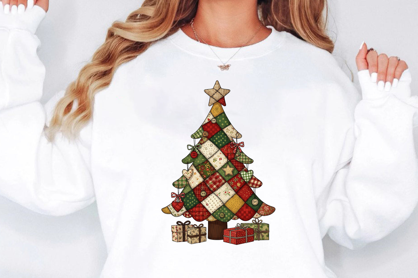 Patchwork Christmas Tree Sublimation PNG