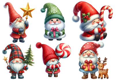 Christmas Gnome Sublimation Clipart PNG Bundle | Watercolor Cute Scandinavian Christmas Gnome PNG | Holiday Sublimation
