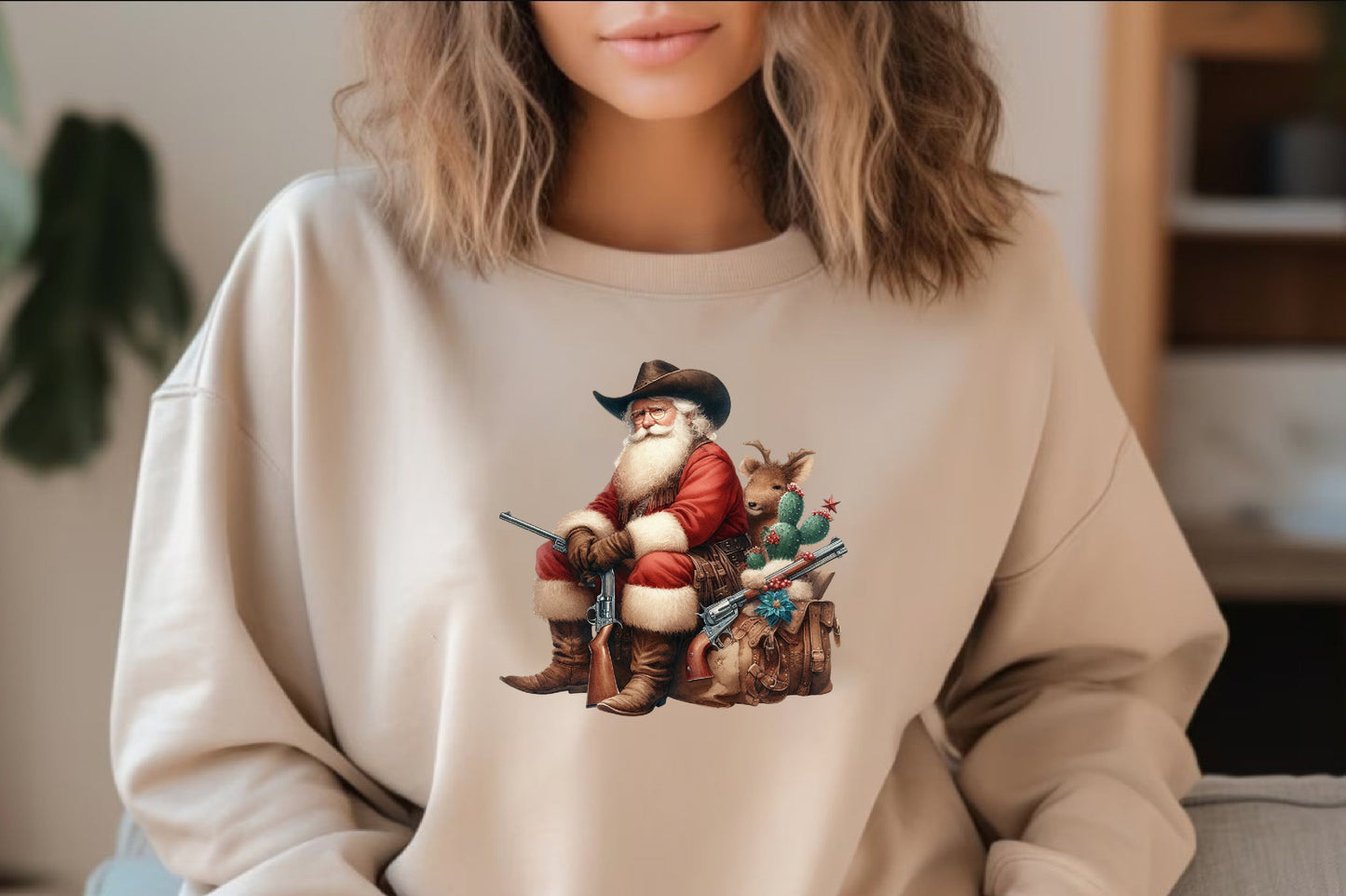 19 Vintage Christmas Cowboy Santa PNG Western Santa Clipart