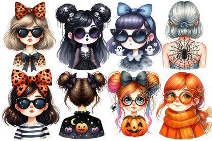 Halloween Messy Bun Clipart PNG | Halloween Girl PNG, Messy Bun Hairstyle Clipart,
