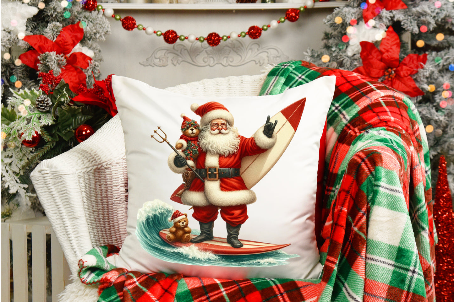 Christmas Santa Surfboard PNG Bundle | Watercolor Santa Surfing, Beach Santa & Tropical Christmas Clipart
