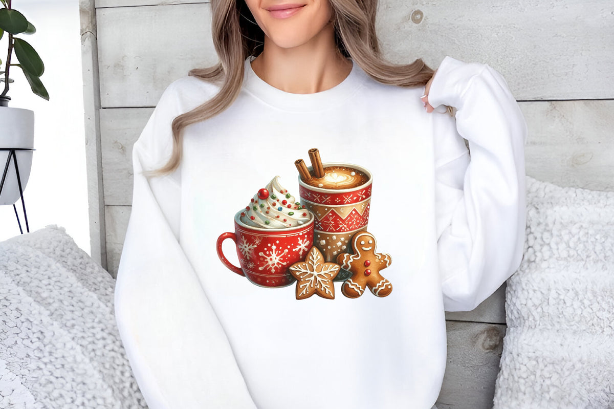17 Christmas Gingerbread Coffee PNG Clipart Bundle Watercolor Holiday Coffee